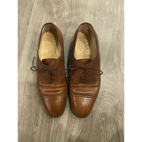 Gucci Cognac Brown Oxford Men\'s Dress Shoes EU 41. main image 9